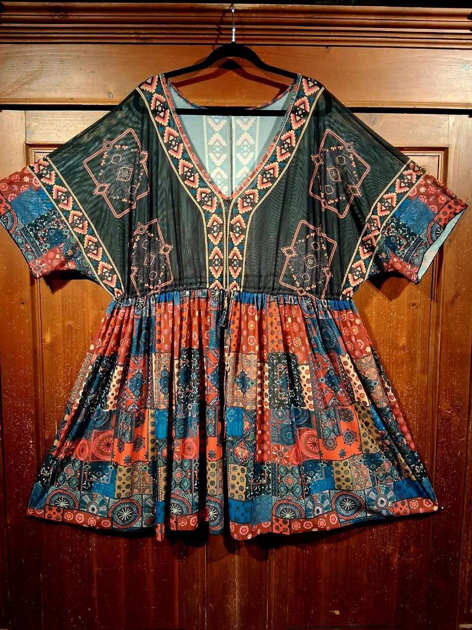 mooie strandjurk vintage print One Size